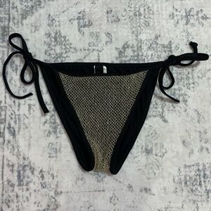 G by Guess Black Swim Bikini Bottom W/Gold Mesh Detail XS